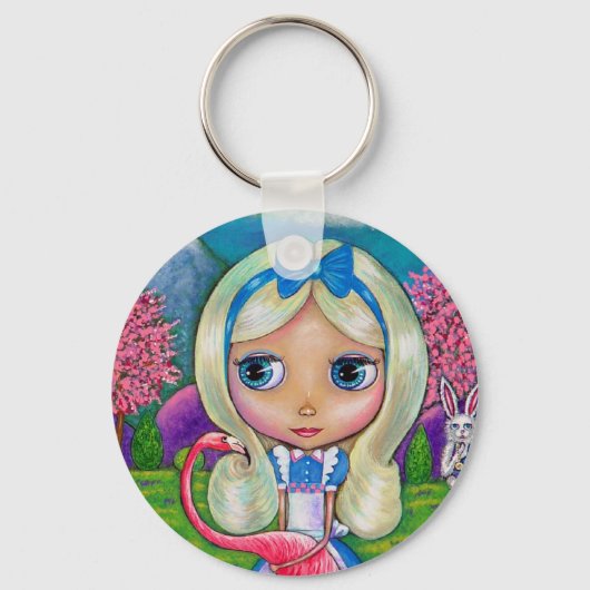 Alice in WonderlandとFlamingo Keychain キーホルダー (正面)