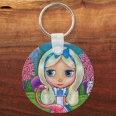 Alice in WonderlandとFlamingo Keychain キーホルダー (正面)