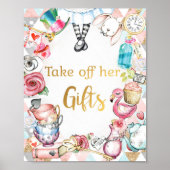 Alice in Wonderlandのパーティーサイン、ギフトテーブルのサイン ポスター (正面)