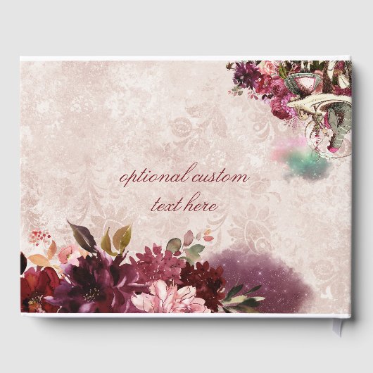 Alice in Wonderlandのヴィンテージエレガントフローラ結婚 ゲストブック (裏面)