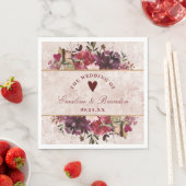 Alice in Wonderlandエレガントなウェディングモノグラム スタンダードランチョンナプキン (インサイチュ)