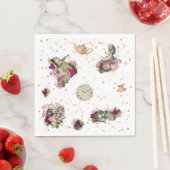 Alice in Wonderlandキャラクターズオンホワイト&グリッター スタンダードランチョンナプキン (インサイチュ)