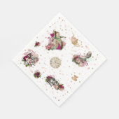 Alice in Wonderlandキャラクターズオンホワイト&グリッター スタンダードランチョンナプキン (角)