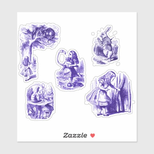Alice in Wonderlandキャラクターin Purple Stickers シール (シート)