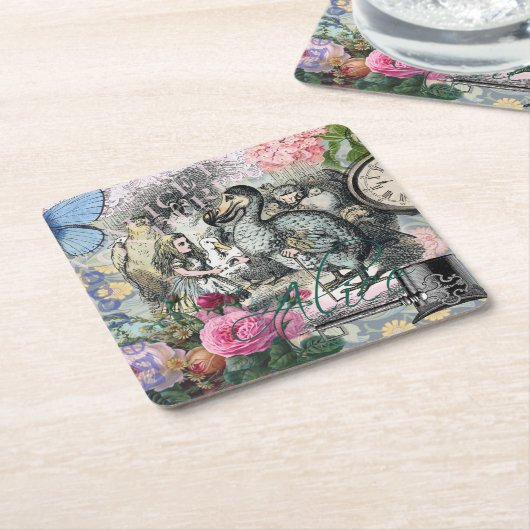 Alice in Wonderlandドドクラシックー美術品 スクエアペーパーコースター (アングル)