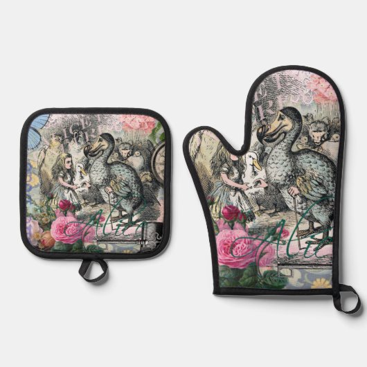 Alice in Wonderlandドドクラシックー美術品 鍋つかみ&鍋敷きセット (正面)