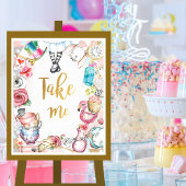 Alice in Wonderlandパーティーサイン、テーブルのサインを取る ポスター