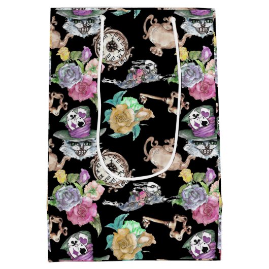 Alice in Wonderlandパーティー用品包装紙 ミディアムペーパーバッグ (裏面)