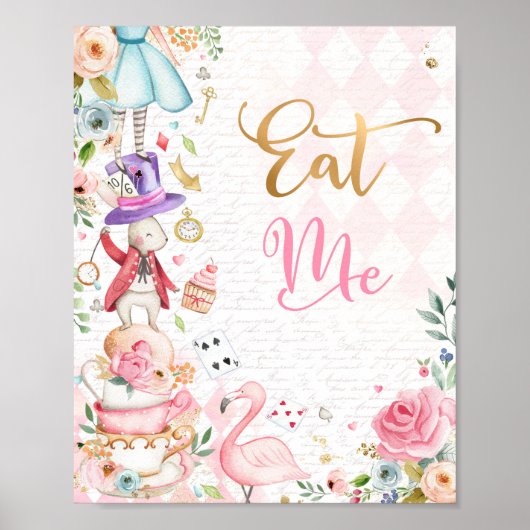 Alice In Wonderlandパーティー食べDecor Me Table Sign ポスター (正面)