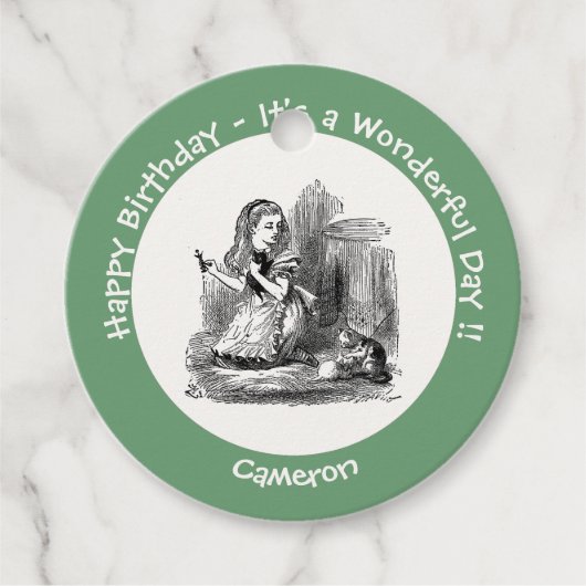 Alice in Wonderlandパーティー – アリスと子猫 フェイバータグ (正面)