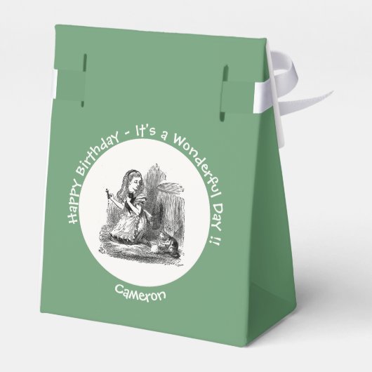 Alice in Wonderlandパーティー – アリスと子猫 フェイバーボックス (裏面サイド)