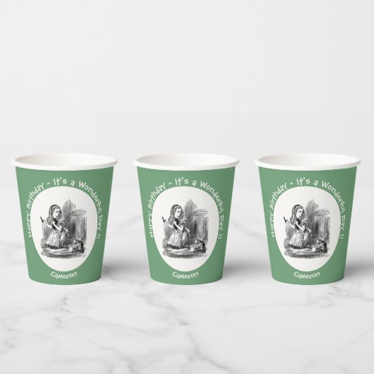 Alice in Wonderlandパーティー – アリスと子猫 紙コップ (複数)