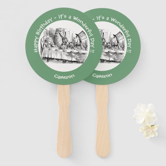 Alice in Wonderlandパーティー-不機嫌Hatter's Teaパーティー ハンドファン (正面&裏面)