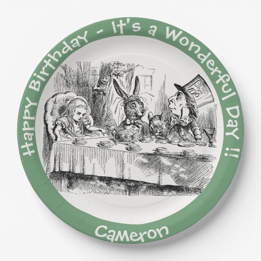 Alice in Wonderlandパーティー-不機嫌Hatter's Teaパーティー ペーパープレート (正面)