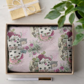 Alice in Wonderlandフローラカードon Pink Decopage 薄葉紙 (ギフト)
