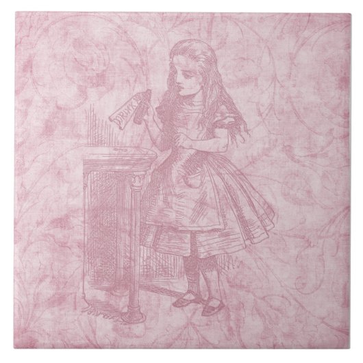 Alice in Wonderlandフローラピンクアリスとボトル タイル (正面)