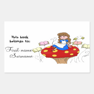 Alice in Wonderlandブックラベル 長方形シール