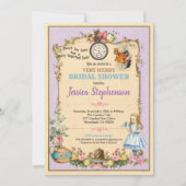 Alice in Wonderlandブライダルシャワー招待ピンク 招待状 (正面)