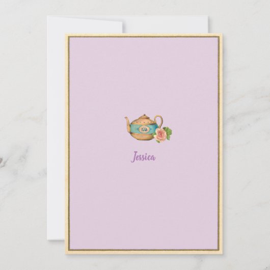 Alice in Wonderlandブライダルシャワー招待ピンク 招待状 (裏面)