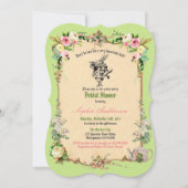 Alice in Wonderlandブライダルシャワー招待緑 招待状 (正面)