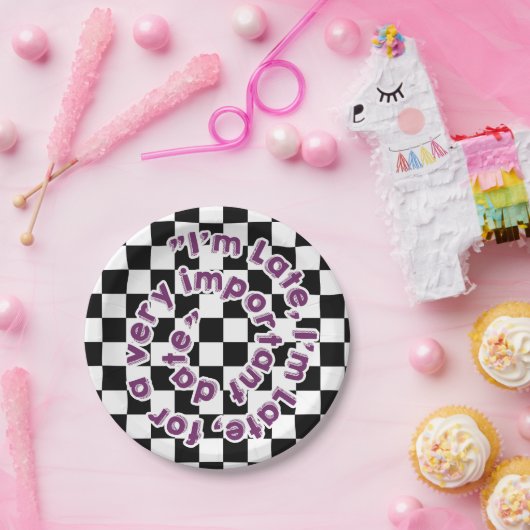 Alice in Wonderlandプレート – 白うさぎ引用文 ペーパープレート (パーティー)