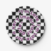 Alice in Wonderlandプレート – 白うさぎ引用文 ペーパープレート (正面)