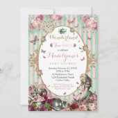 Alice in Wonderlandベビーシャワー招待状ヴィンテージ 招待状 (正面)