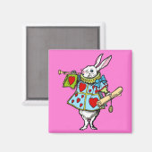 Alice in Wonderlandマグネットウサギハート赤 マグネット (正面/裏面)