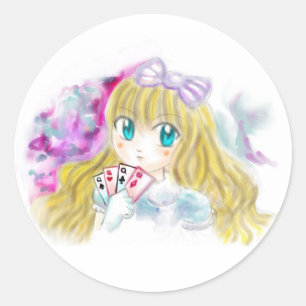 Alice In Wonderlandマンガアニメバージョンかわいい ラウンドシール
