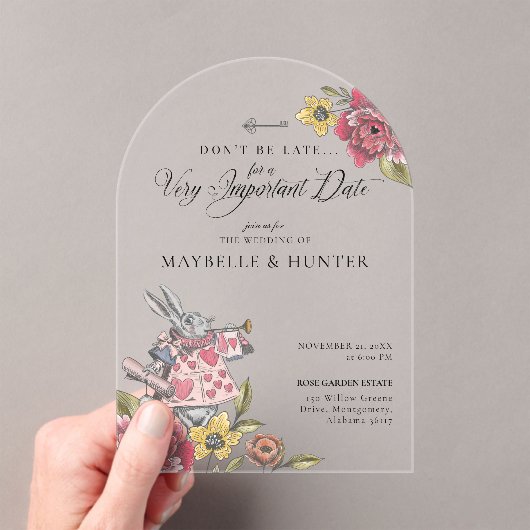 Alice In Wonderlandヴィンテージシックなストーリーブックズ結婚ズ アクリル招待状 (インサイチュ (ポータブル))