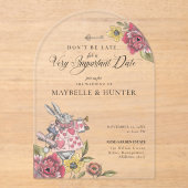 Alice In Wonderlandヴィンテージシックなストーリーブックズ結婚ズ アクリル招待状 (正面)