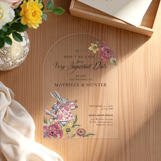 Alice In Wonderlandヴィンテージシックなストーリーブックズ結婚ズ アクリル招待状