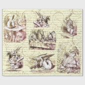 Alice in Wonderlandヴィンテージスクリプトベージュ ラッピングペーパー (フラット)