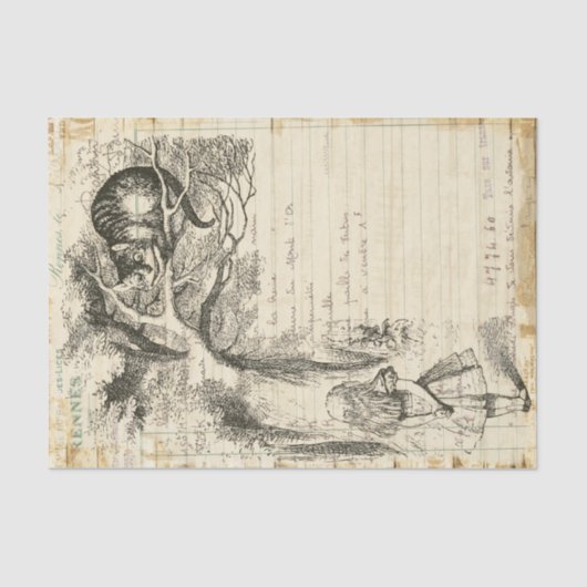 Alice in Wonderlandヴィンテージチェシャ猫デクページ 薄葉紙 (正面)