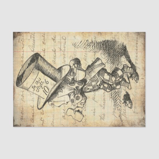 Alice in Wonderlandヴィンテージ不機嫌Hatter Decompage 薄葉紙 (正面)