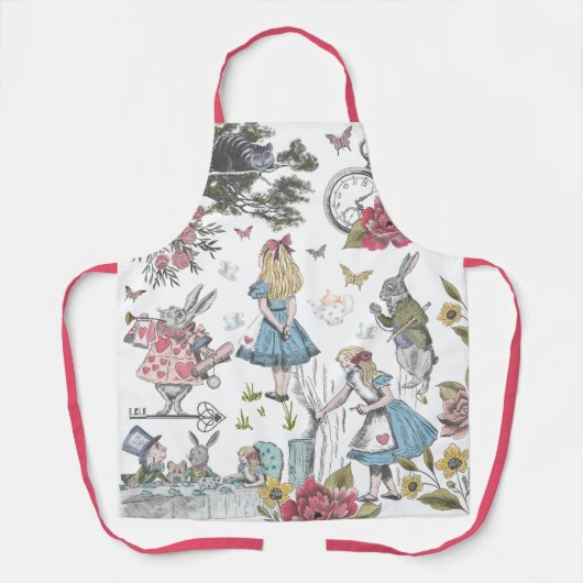 Alice In Wonderlandヴィンテージ童話コラージジグ エプロン (正面)