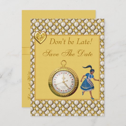 Alice in Wonderland日付のはがきを結婚保存 案内ポストカード (正面/裏面)