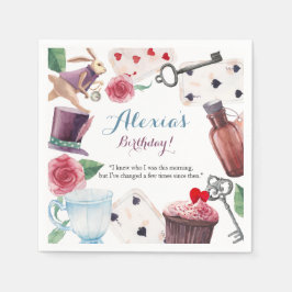 Alice in Wonderland水彩手絵を描兎 スタンダードカクテルナプキン