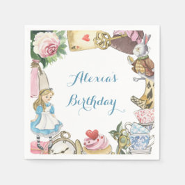 Alice in Wonderland水彩手絵を描兎 スタンダードカクテルナプキン