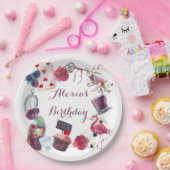 Alice in Wonderland水彩手絵を描兎 ペーパープレート (パーティー)