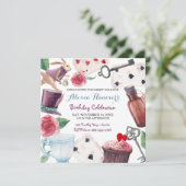 Alice in Wonderland水彩手絵を描兎 招待状 (スタンド正面)