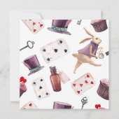 Alice in Wonderland水彩手絵を描兎 招待状 (裏面)