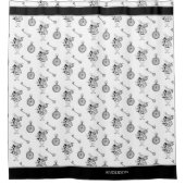 Alice in Wonderland白うさぎ黒バスルーム シャワーカーテン (正面)
