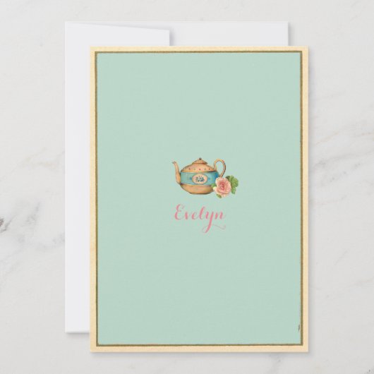 Alice in Wonderland誕生日の招待ターコイズ 招待状 (裏面)