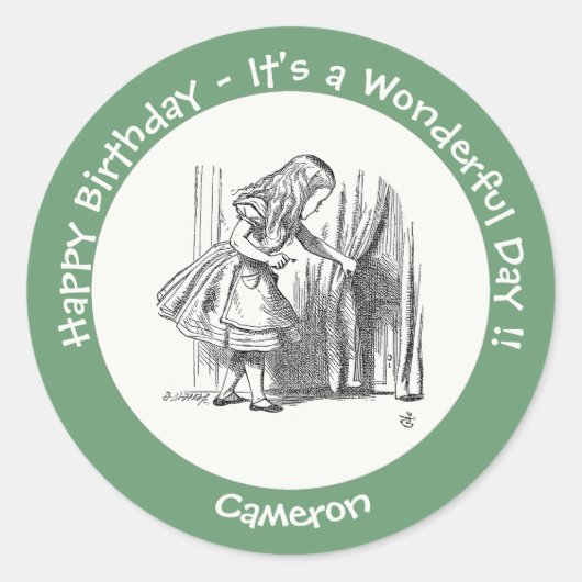 Alice in Wonderland誕生日またはその他のパーティーイベント ラウンドシール (正面)