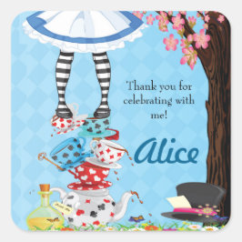 Alice in Wonderland誕生日スティッカー好き スクエアシール