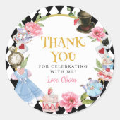 Alice in Wonderland誕生日ラベル ラウンドシール (正面)