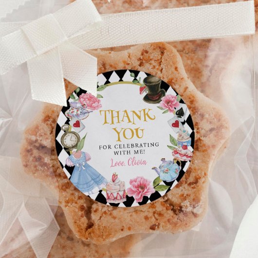 Alice in Wonderland誕生日ラベル ラウンドシール