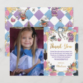 Alice in Wonderland誕生日写真写真 サンキューカード (正面/裏面)