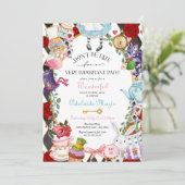 Alice in Wonderland お洒落 Children's誕生日 招待状 (スタンド正面)